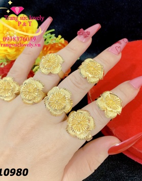Nhẫn hoa cưới mạ vàng 24k 10980