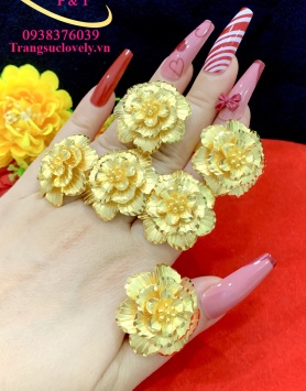 Nhẫn hoa cưới mạ vàng 24k 10981