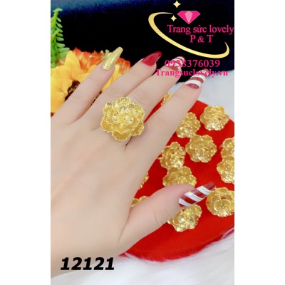 Nhẫn hoa mạ vàng 24k cao cấp 12121